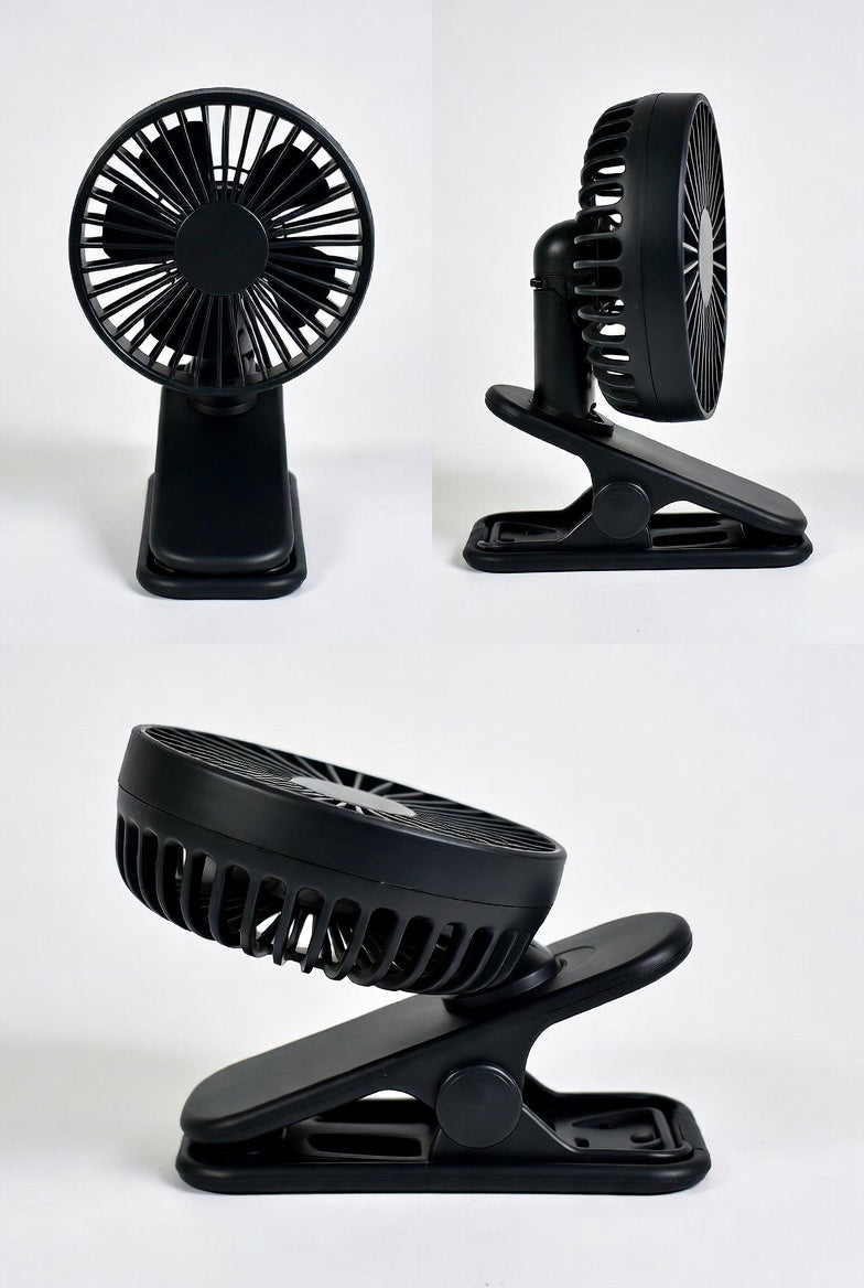 Portable Handheld Clip Fan - 3-in-1 Rechargeable Mini Fan with Strong Airflow, 360degree Rotation, Long Battery Life