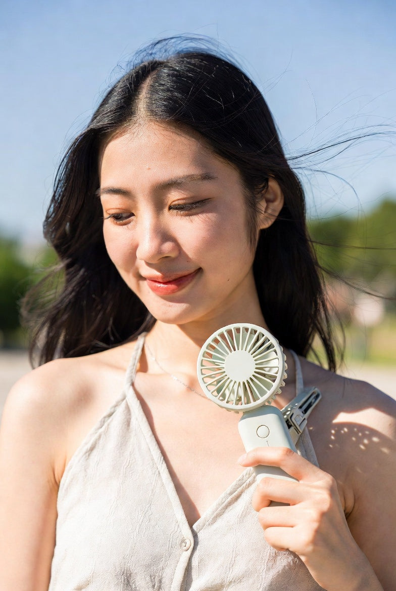 Portable Handheld Clip Fan - 3-in-1 Rechargeable Mini Fan with Strong Airflow, 360degree Rotation, Long Battery Life